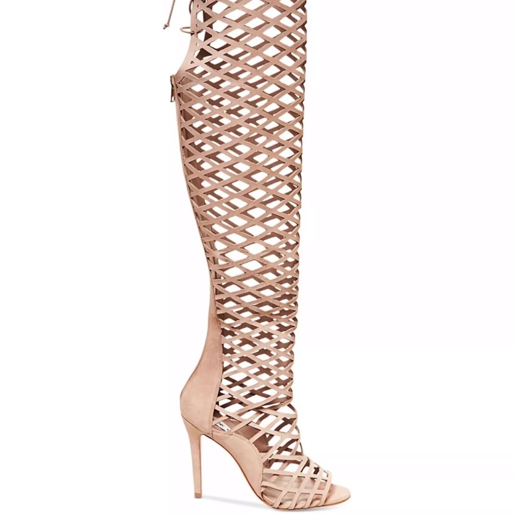 STEVE MADDEN nubuck thigh high gladiator boots